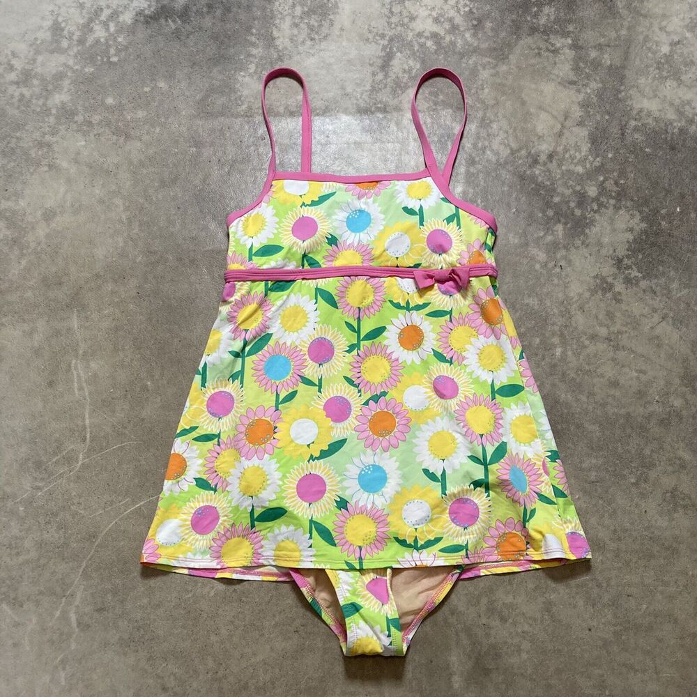 Lilly Pulitzer Swimwear Girls 10 Floral One Piece Tank Dress Attached Bottom